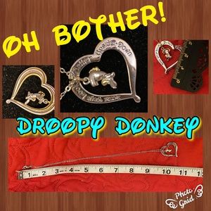Droopy Donkey heart pendant with dangling donkey